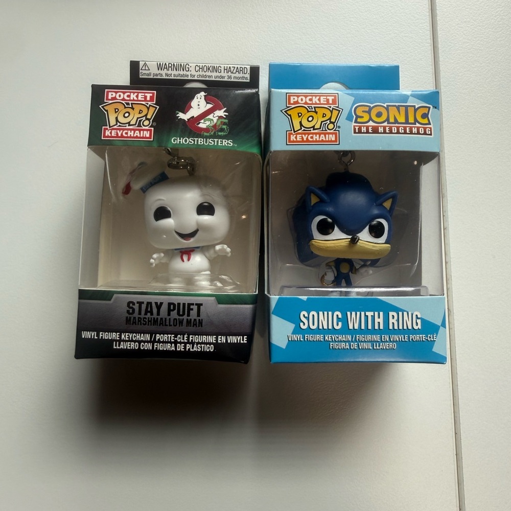 Funko Pop Keychains - Stay Puft and Sonic